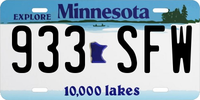 MN license plate 933SFW