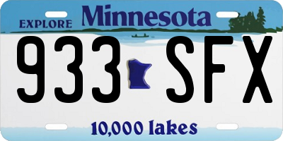 MN license plate 933SFX