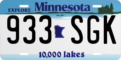 MN license plate 933SGK