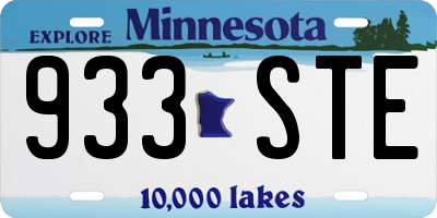 MN license plate 933STE