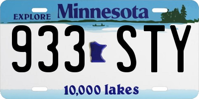MN license plate 933STY