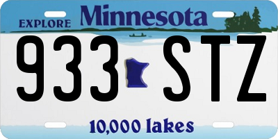 MN license plate 933STZ