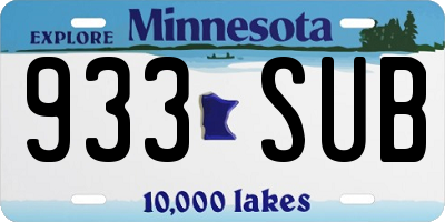 MN license plate 933SUB