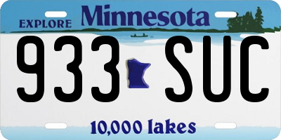 MN license plate 933SUC