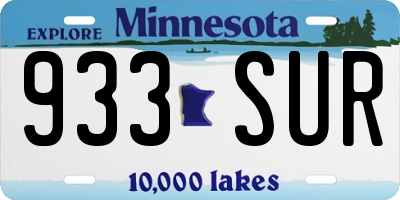MN license plate 933SUR