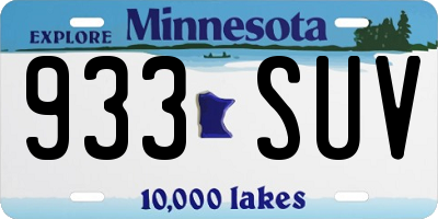 MN license plate 933SUV