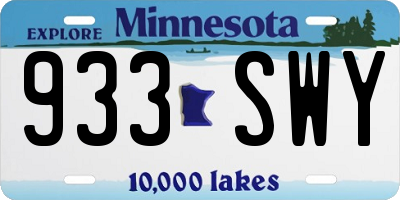 MN license plate 933SWY
