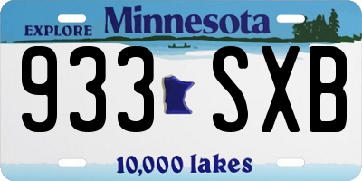 MN license plate 933SXB
