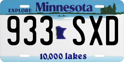 MN license plate 933SXD