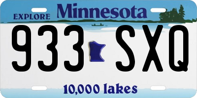 MN license plate 933SXQ