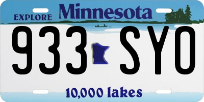 MN license plate 933SYO