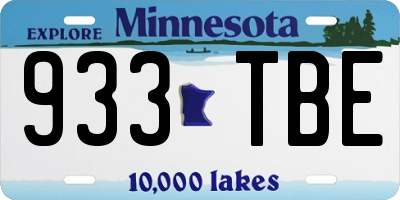 MN license plate 933TBE