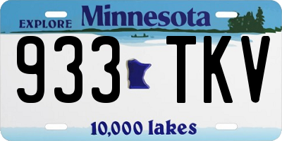MN license plate 933TKV