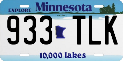 MN license plate 933TLK