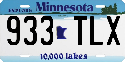 MN license plate 933TLX