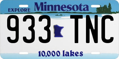 MN license plate 933TNC