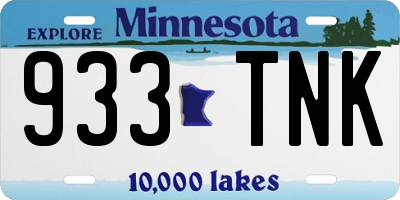 MN license plate 933TNK