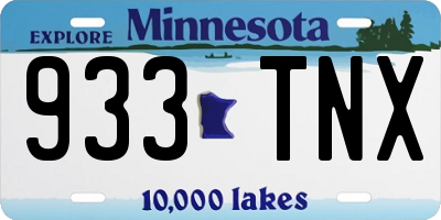 MN license plate 933TNX