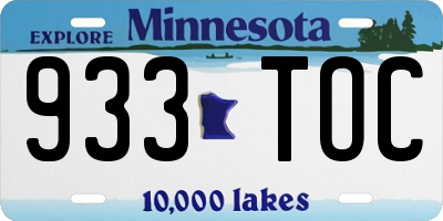 MN license plate 933TOC