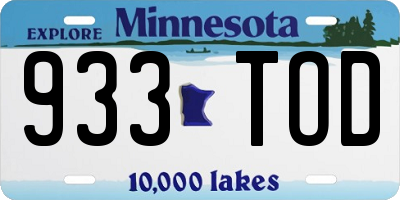 MN license plate 933TOD