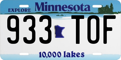 MN license plate 933TOF