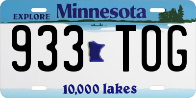 MN license plate 933TOG