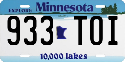 MN license plate 933TOI