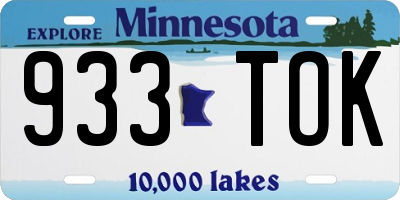 MN license plate 933TOK