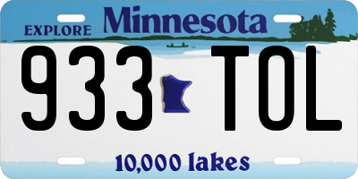MN license plate 933TOL