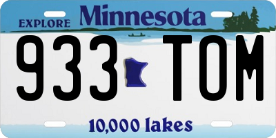 MN license plate 933TOM