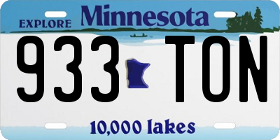 MN license plate 933TON