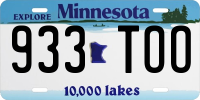 MN license plate 933TOO