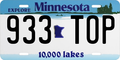 MN license plate 933TOP