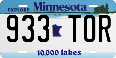 MN license plate 933TOR