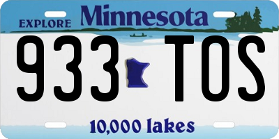 MN license plate 933TOS