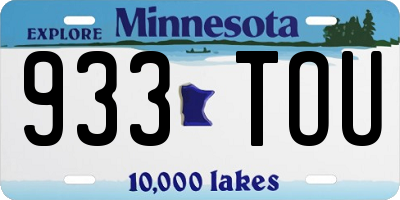 MN license plate 933TOU