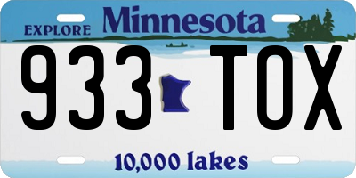 MN license plate 933TOX