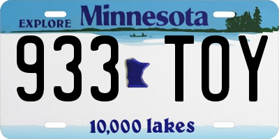 MN license plate 933TOY
