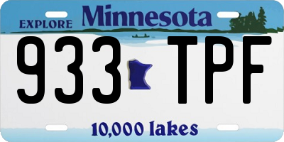 MN license plate 933TPF