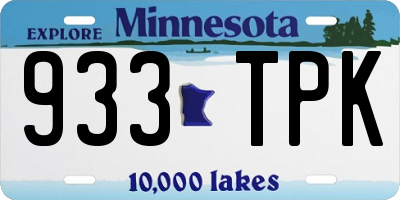 MN license plate 933TPK