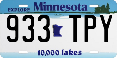 MN license plate 933TPY