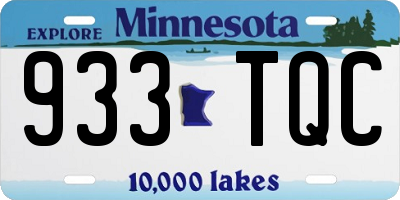 MN license plate 933TQC