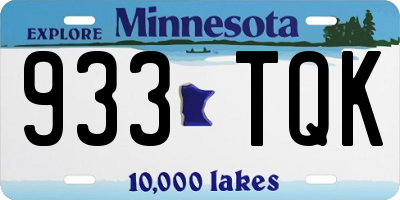 MN license plate 933TQK