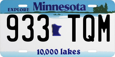 MN license plate 933TQM