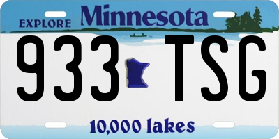 MN license plate 933TSG