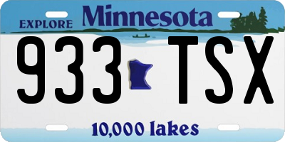 MN license plate 933TSX