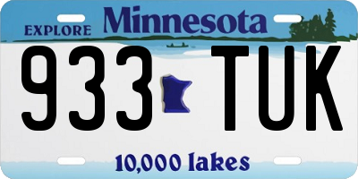 MN license plate 933TUK