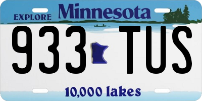 MN license plate 933TUS