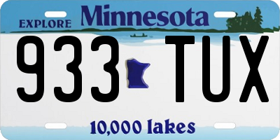 MN license plate 933TUX