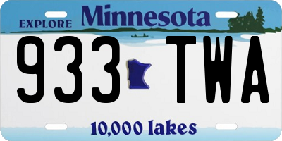 MN license plate 933TWA
